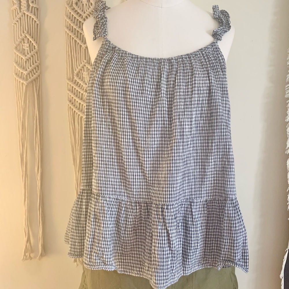 Madewell Ruffle-Strap Gingham Cami Top
